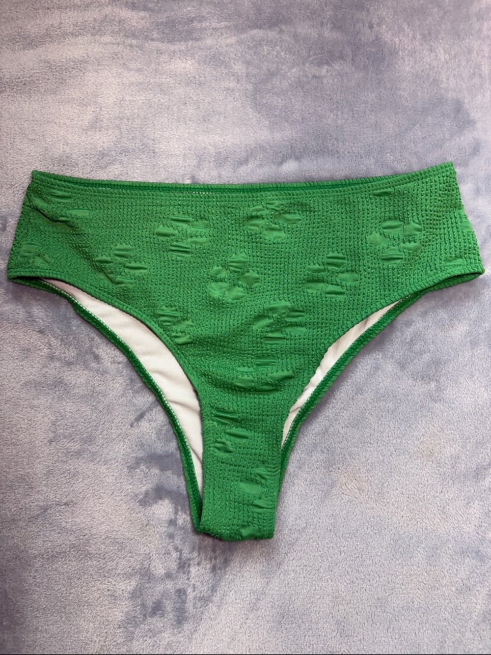 High-Cut Bikini Bottoms Green Textured